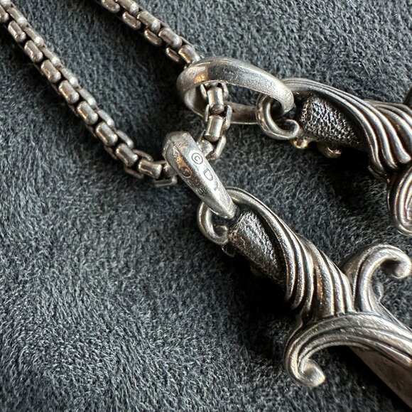 David Yurman Two Waves Dagger w/ 18K Gold, Sterling Silver & Diamonds Necklace - Picture 11 of 16